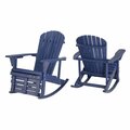 Bold Fontier Zero Gravity Collection Adirondack Rocking Chair with Built-in Footrest, Navy Blue - 2 Piece BO2690330
